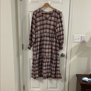 Madewell Multicolor Plaid Long Sleeve Dress